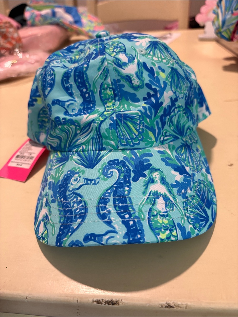 NWT Lilly Pulitzer Run Around Hat Seeing Double Sea Glass Aqua 🧜🏼‍♀️ Mermaid